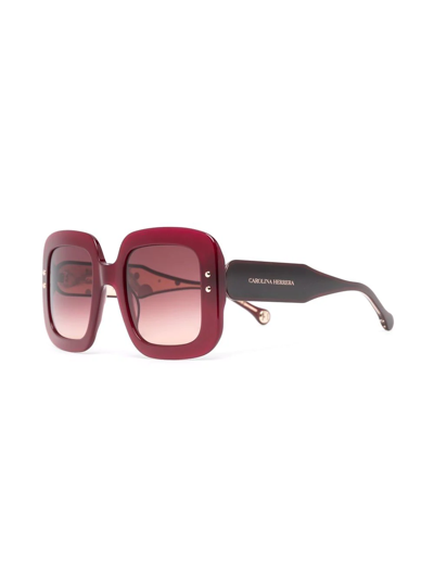 Carolina Herrera Square Sunglasses In Lhf3x Bordeaux