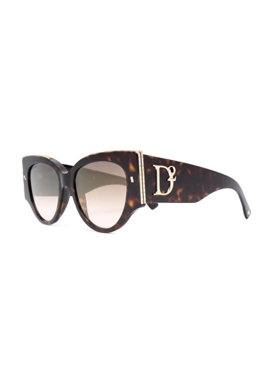 Shop Dsquared2 Hype Logo-plaque Sunglasses In Braun