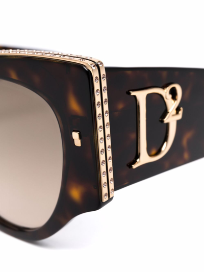Shop Dsquared2 Hype Logo-plaque Sunglasses In Braun