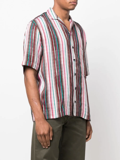 Shop Song For The Mute Striped Short-sleeved Shirt In Schwarz