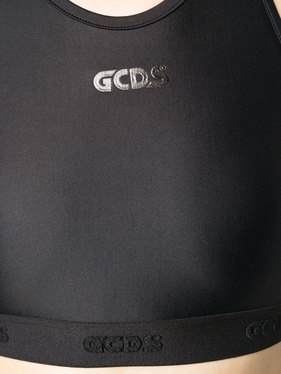 Gcds Logo-print Racerback Sports Bra In Black