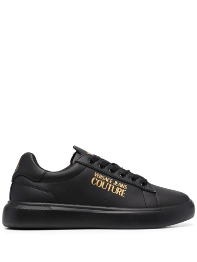 Shop Versace Jeans Couture Logo-print Low-top Sneakers In Black