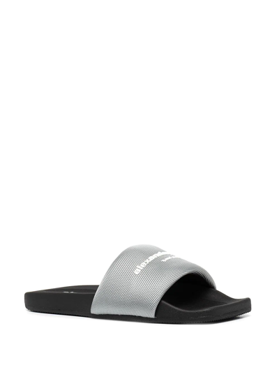 Alexander Wang Logo-print Slider Sandals In Grey