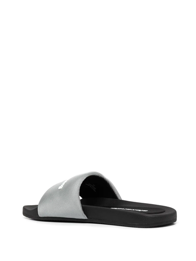 Alexander Wang Logo-print Slider Sandals In Grey