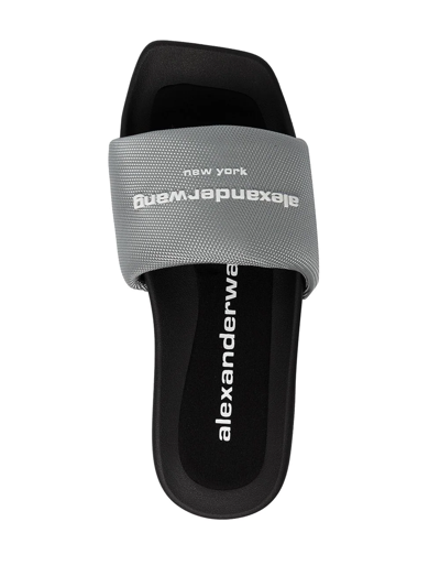 Alexander Wang Logo-print Slider Sandals In Grey