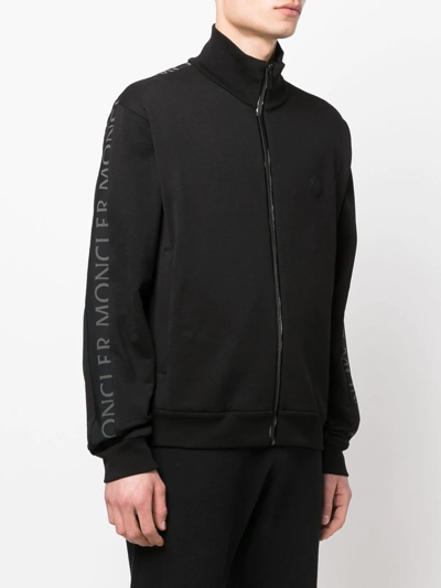 Moncler Logo-trim Zip-front Track Jacket In Schwarz