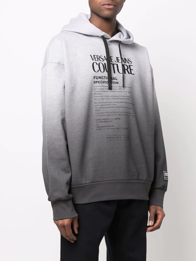 Shop Versace Jeans Couture Logo-print Gradient Hoodie In Grau