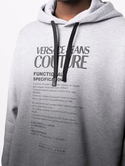 Shop Versace Jeans Couture Logo-print Gradient Hoodie In Grau