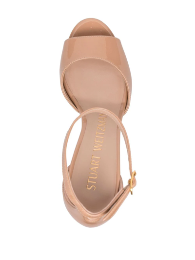 Stuart Weitzman Disco Patent-leather Platform Sandals In Braun