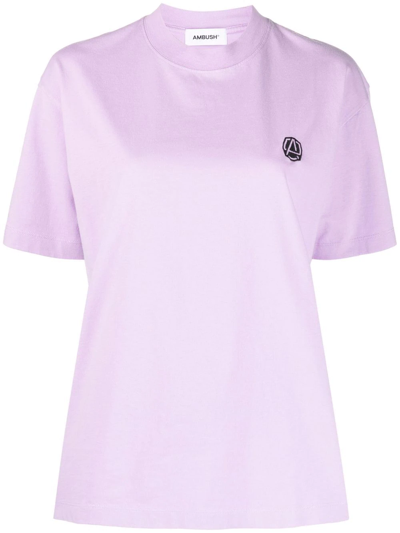 Shop Ambush Logo-embroidered Cotton T-shirt In Violett
