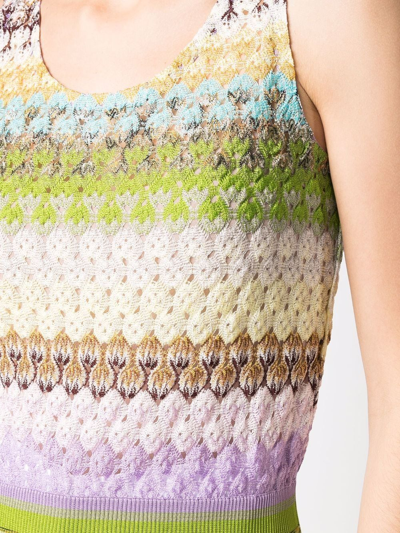 Shop Missoni Striped Crochet Tank Top In Grün