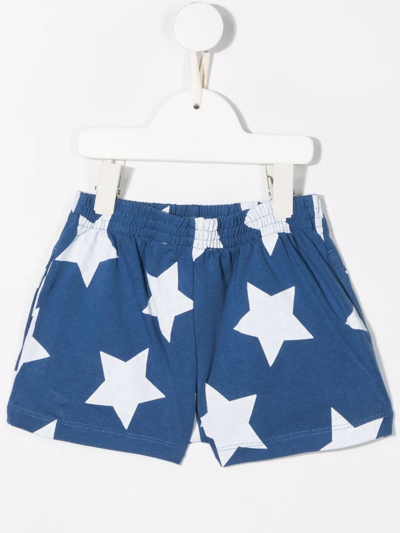 Shop The Animals Observatory Star-print Track Shorts In Blue