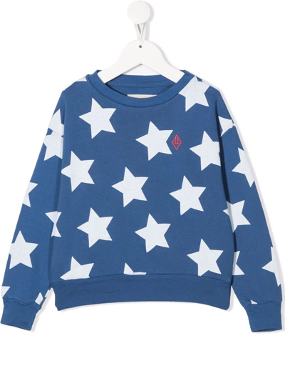 Shop The Animals Observatory Star-print Crew Neck Sweatshirt In Blue