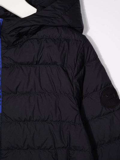 Shop Woolrich Hooded Zip-up Padded Jacket In Blue