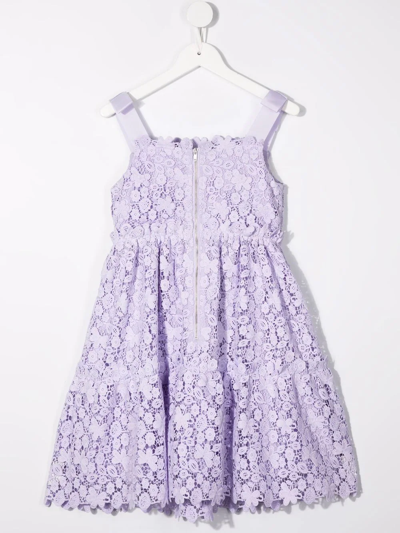 Shop Self-portrait Floral Lace Midi Dress In Purple