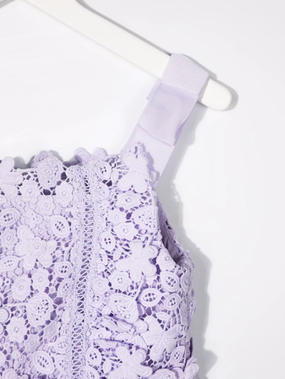Shop Self-portrait Floral Lace Midi Dress In Purple