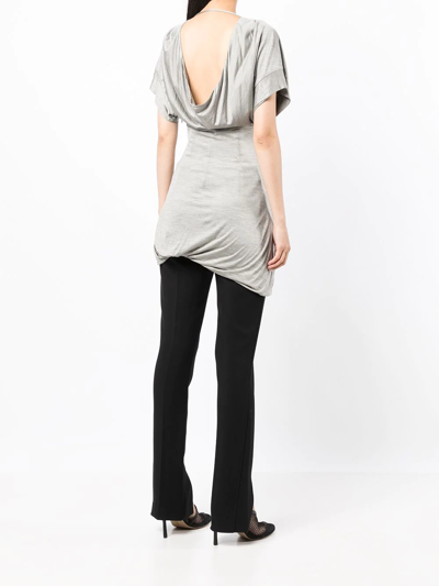 Pre-owned Gucci 2010s Plunging Neck Elongated Blouse In Grey