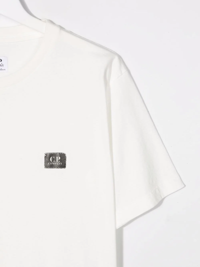 Shop C.p. Company Teen Logo-patch Cotton T-shirt In White