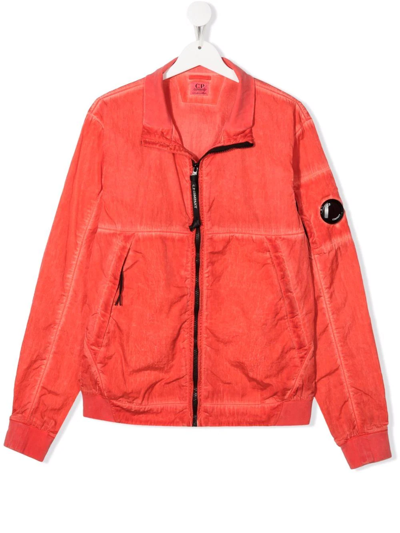 Shop C.p. Company Teen Lens-detail Zip-up Lightweight Jacket In Red