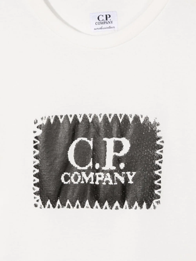 Shop C.p. Company Teen Logo-print Cotton T-shirt In White
