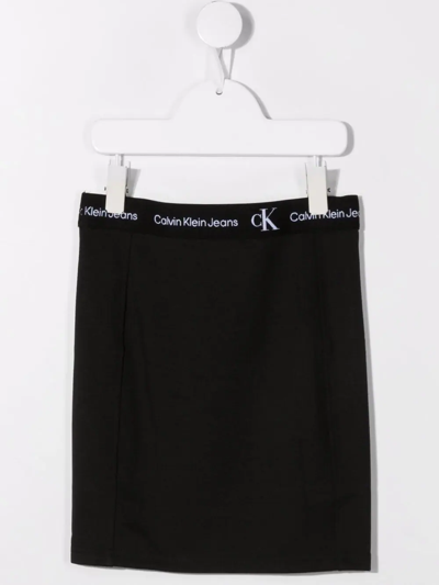Shop Calvin Klein Logo Waistband Mini Skirt In Black