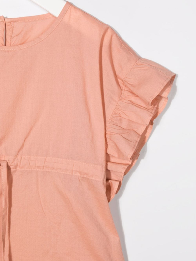 Shop Zhoe & Tobiah Ruffle-trimmed Short-sleeve Blouse In Pink