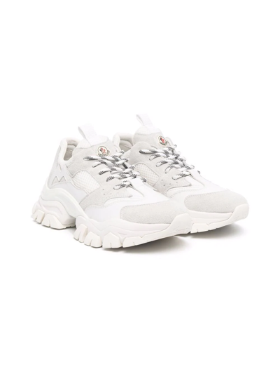 Shop Moncler Leather-panelled Sneakers In White