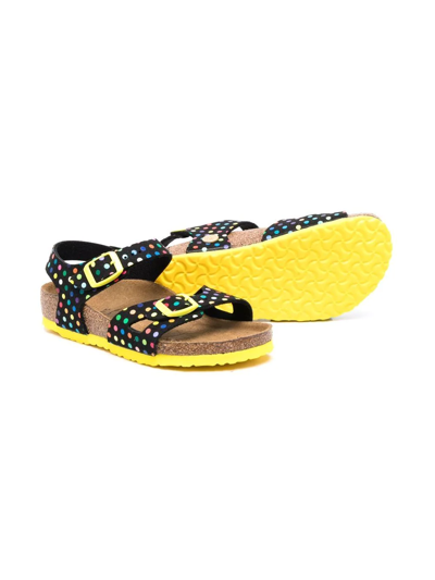 Birkenstock Rio Polka Dots Faux Leather Sandals In Black