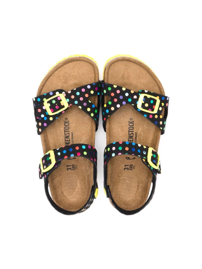 Birkenstock Rio Polka Dots Faux Leather Sandals In Black