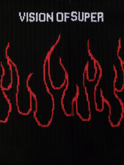 Vision Of Super Flame-intarsia Knit Socks In Black