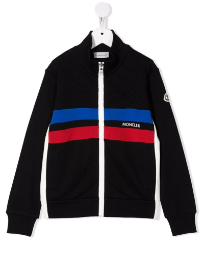 Shop Moncler Quilted Yoke Terry-cloth Jacket In Black