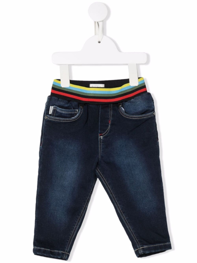 Shop Paul Smith Junior Stripe Detail Jeans In Blue