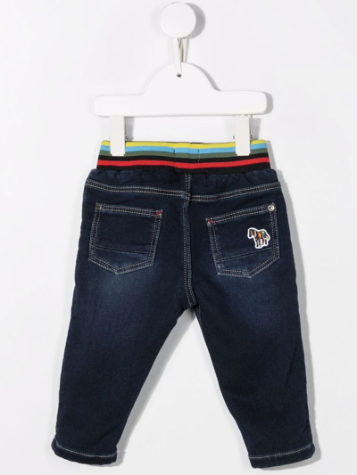 Shop Paul Smith Junior Stripe Detail Jeans In Blue