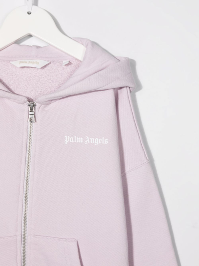 Shop Palm Angels Logo-print Zip-up Hoodie In Purple