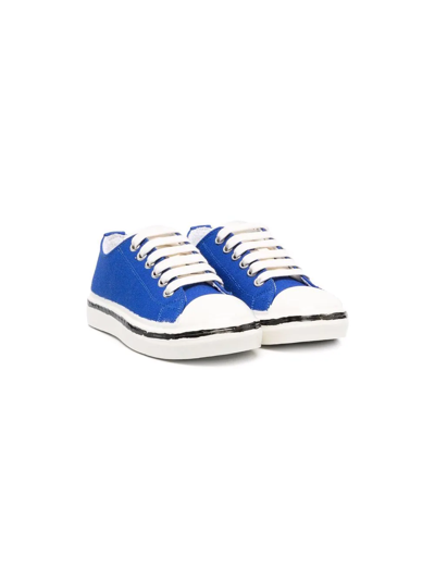Shop Marni Lace Up Trainers In Blue