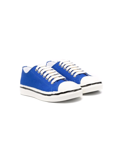 Shop Marni Teen Lace Up Trainers In Blue