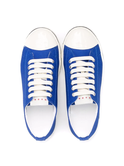 Shop Marni Teen Lace Up Trainers In Blue