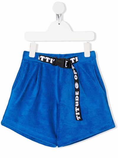 Shop Yporqué Terry-effect Belted-waist Shorts In Blue