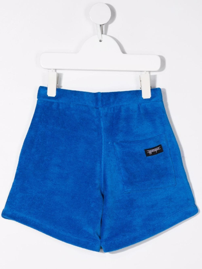 Shop Yporqué Terry-effect Belted-waist Shorts In Blue