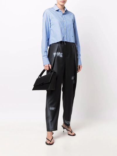 Shop Ader Error Slogan Print Straight-leg Trousers In Black