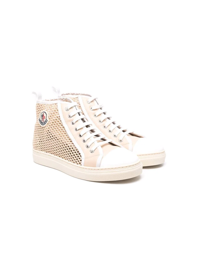 Shop Moncler High-top Lace-up Trainers In Neutrals