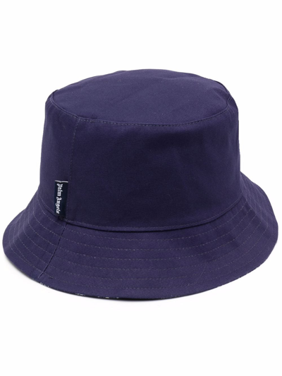 Shop Palm Angels Reversible Bucket-hat In Blue