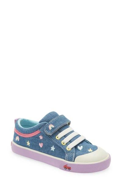 Shop See Kai Run Kristin Embroidered Sneaker In Chambray/ Happy