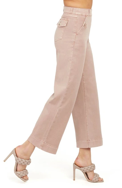 Spanx Wide Leg Stretch Twill Crop Pants In Mauve