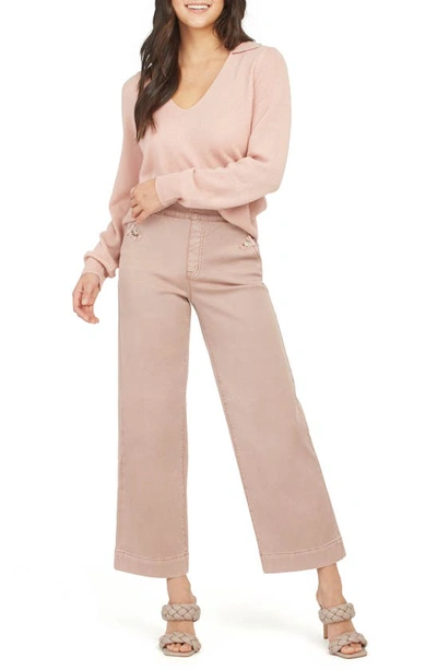 Spanx Wide Leg Stretch Twill Crop Pants In Mauve