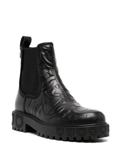 Ferragamo Varsi Gane Gancini Leather Chelsea Boot In Black