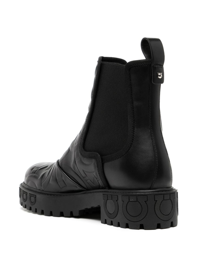 Ferragamo Varsi Gane Gancini Leather Chelsea Boot In Black