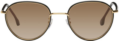 Shop Paul Smith Black & Gold Albion Sunglasses In Black Ink