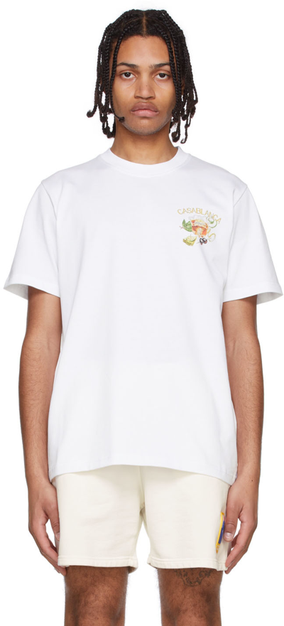 Shop Casablanca White Organic Cotton T-shirt In Casa Club