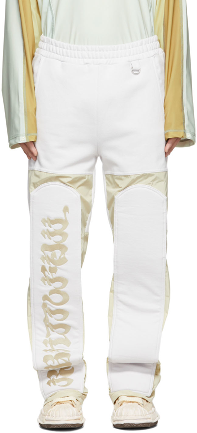 Kusikohc Ssense Exclusive White Cotton Lounge Pants In Lemon Grass